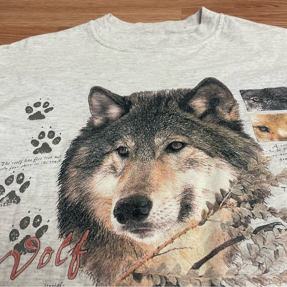 Vintage Wildside Wolf Men’s Graphic Tee Shirt Large Long Sleeve Gray 90’s Print - Picture 4 of 5